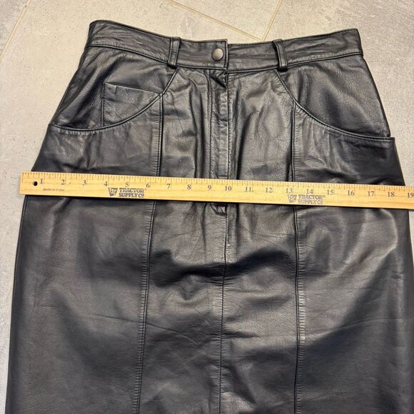 Calliope Leather Works Black Leather Skirt Women’s Size 10 A-Line Pockets Lined - Picture 6 of 9